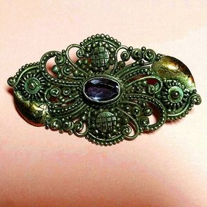 STERLING•GOLD•AMETHYST BROOCH